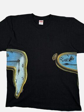 Supreme Salvador Dali Persistence of Memory Black T Shirt Mens Large Clocks